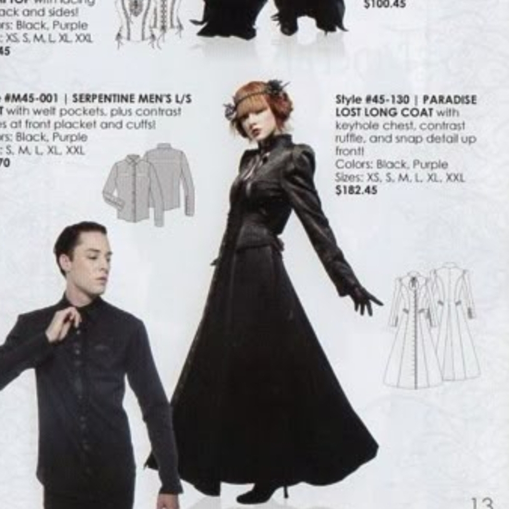 Rare Lip Service Exit To Eden Black Satin Long Lost Coat Keyhole Victorian
